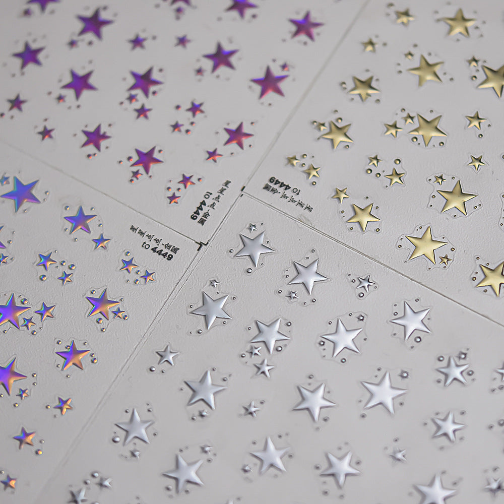 Holographic Star: "Rainbow Sparkle" – 3D Embossed Nail Sticker