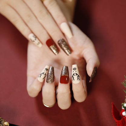Fake nails press on nails Christmas wear nail art finished collection nail patch nail art sticker factory sales｜365nails