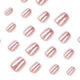Glossy Nude Square Press On Nails with Silver Glitter Dots