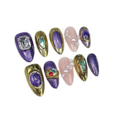 Handmade press on nails elegant retro style temperament pearl manicure  almond nail wearable fake nail wholesale｜365nails