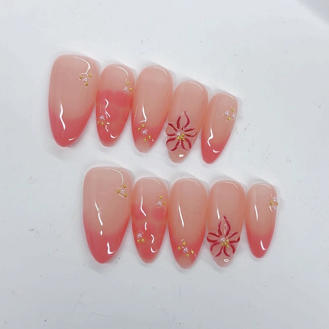 Blush Bloom: "Coral Flower" – Almond Press-Ons