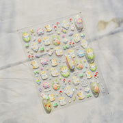 Cute Forest Cats: "Whimsical Forest Cat Party" – 5D Embossed Nail Sticker