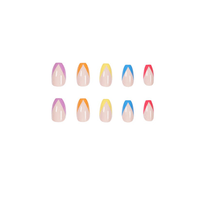 Rainbow French Series Wearing Nail Art Finished Fake Nail Nail Patch Nail Patch Prees on nail｜365nails