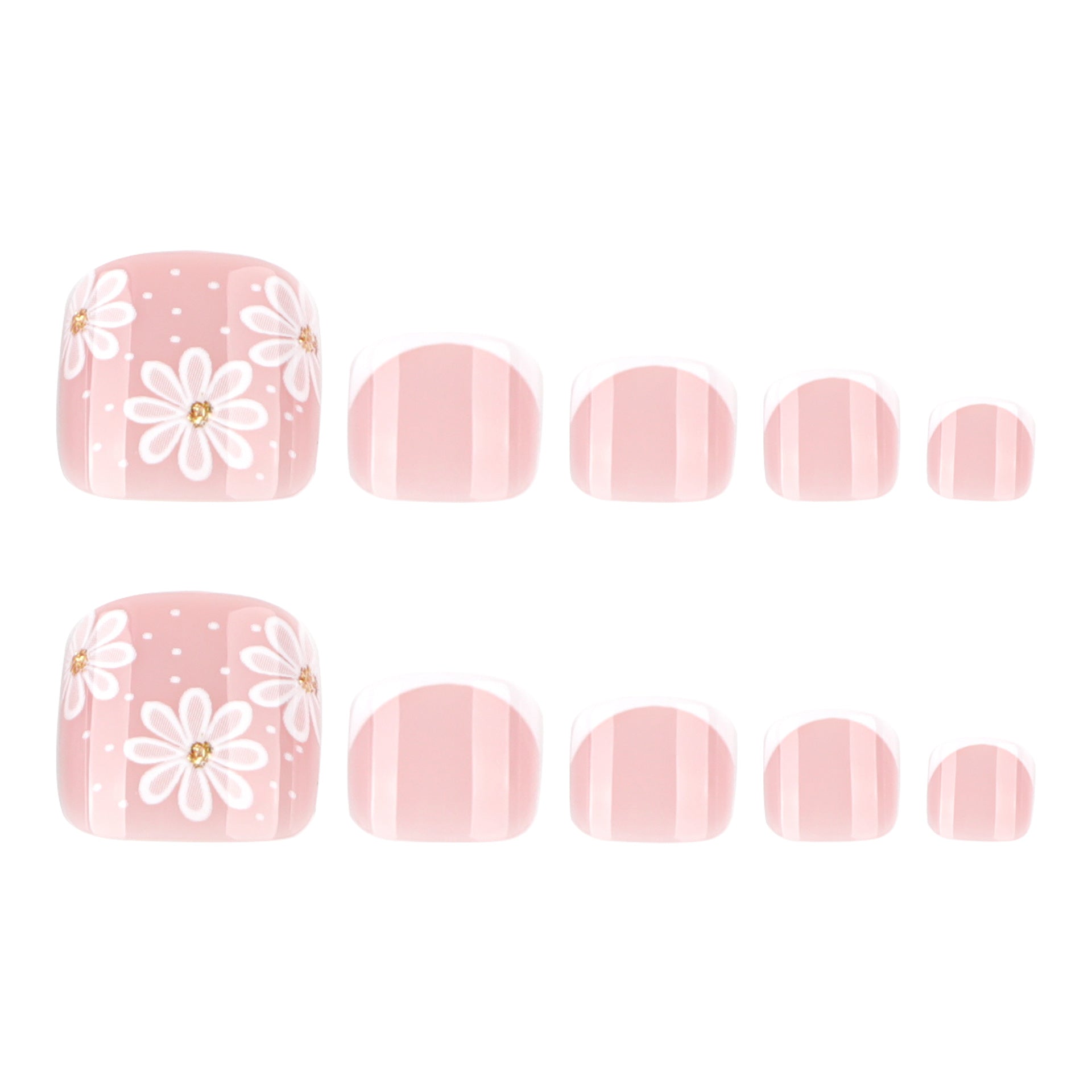 小清新ins風腳趾甲片｜簡約白花／熱賣法式款 批發｜365nails
