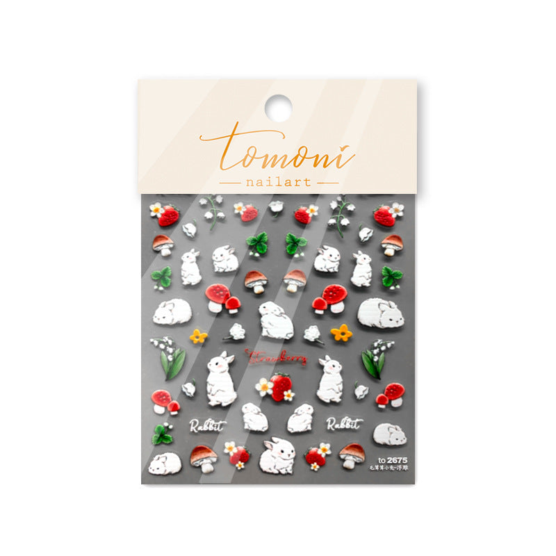 365nails: "Cute Rabbit Strawberry Mushroom" – nail art stickers