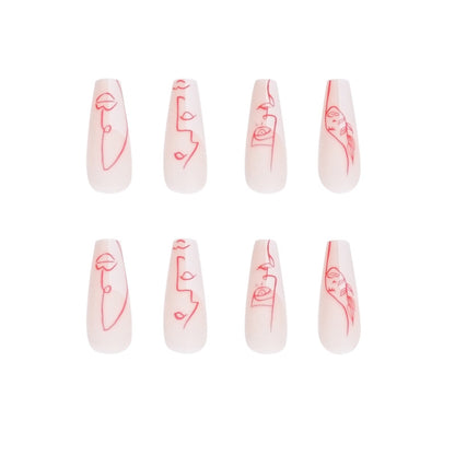 Art abstract face  line nail art personalized   direct supply nails  wholesale｜365nails