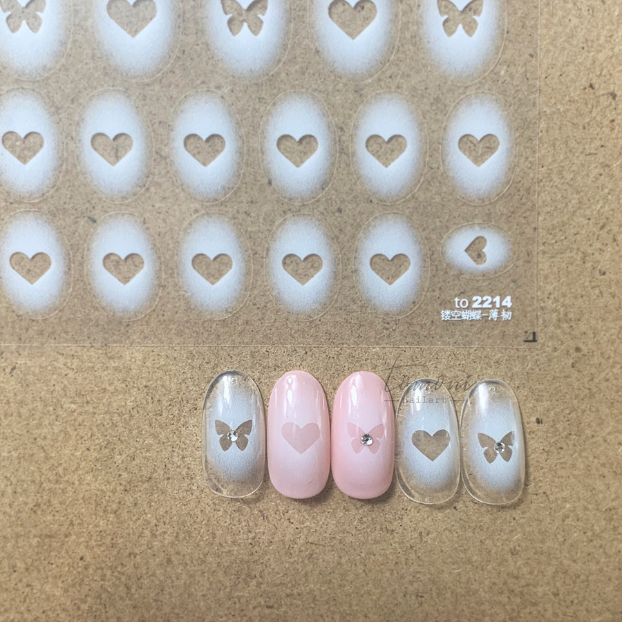 Monochrome Butterfly & Heart – Minimalist Nail Art Set