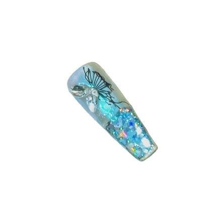 [Cold Rose] Cold Black Rose Four Fingers Quicksand Handmade Nail Wear Aurora Powder French Flow Hemp Nail Art