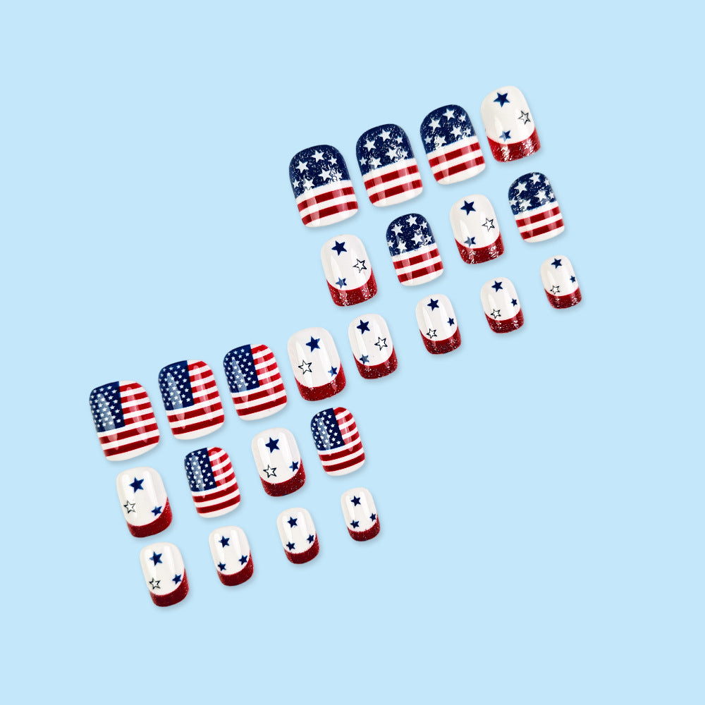 365nails: Independence Day Star-Stripes French Press-On Nails