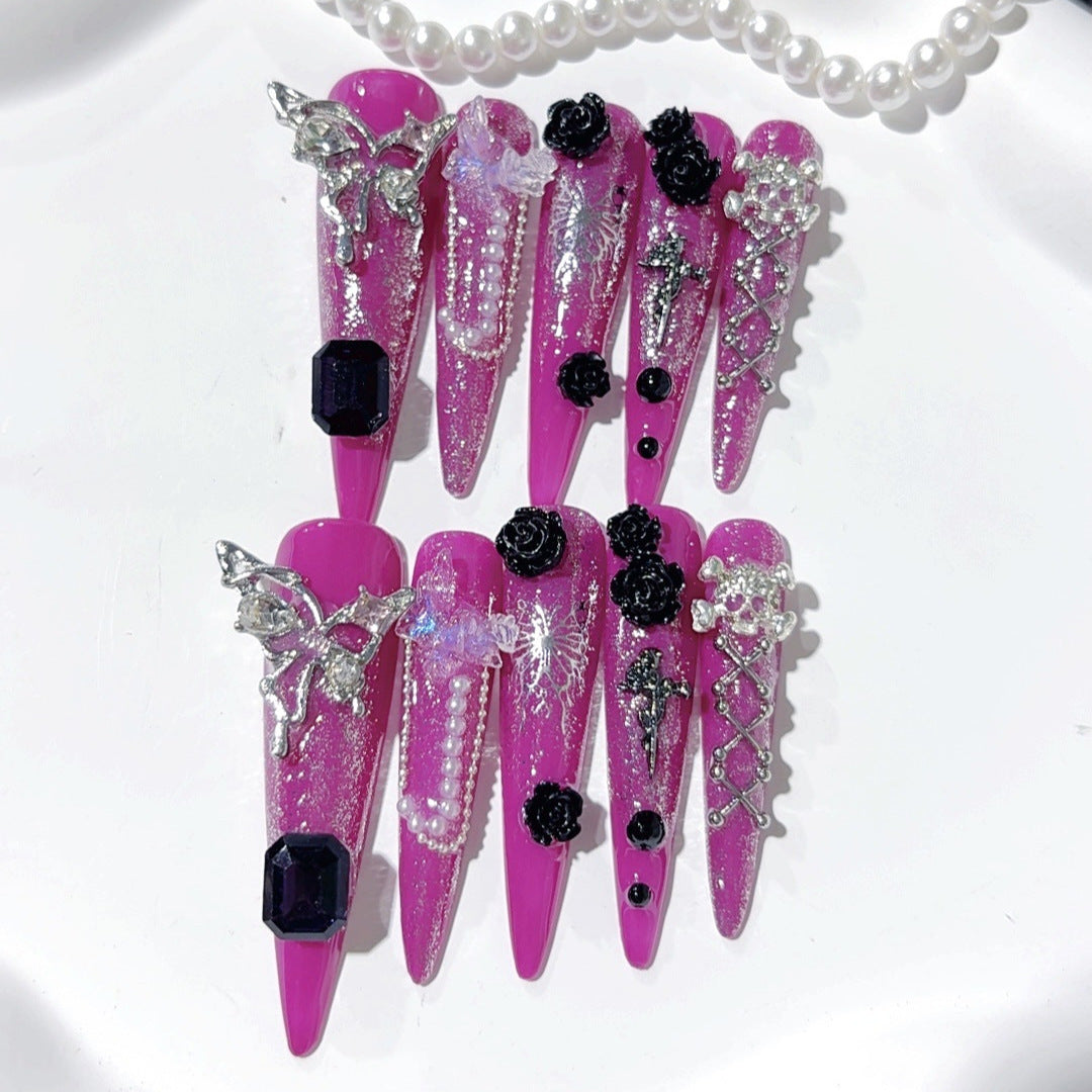 紫色哥德玫瑰水鑽搶眼穿戴甲