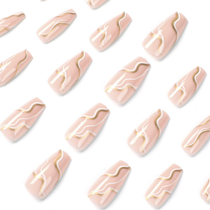 Atacado de produtos para unhas prontas, cores contrastantes de platina simples, unhas postiças onduladas, unhas postiças postiças de pressão, unhas artísticas no outono e inverno｜365nails