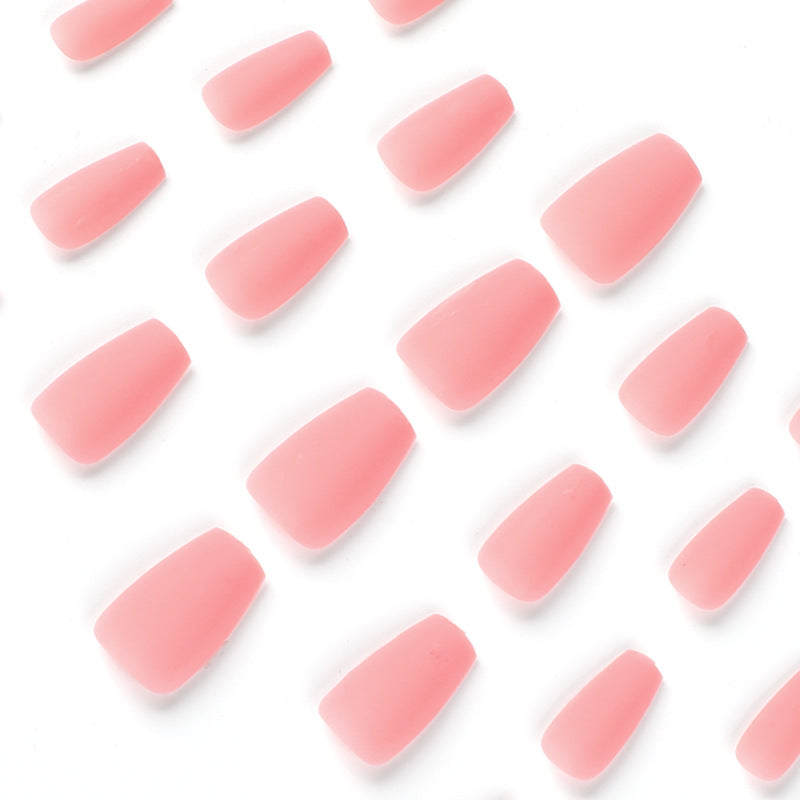 Usa uñas postizas cortas de ballet en color liso. Manicura de uñas rosa mate. Uñas postizas extraíbles. Venta al por mayor | 365nails