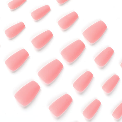 Usa uñas postizas cortas de ballet en color liso. Manicura de uñas rosa mate. Uñas postizas extraíbles. Venta al por mayor | 365nails