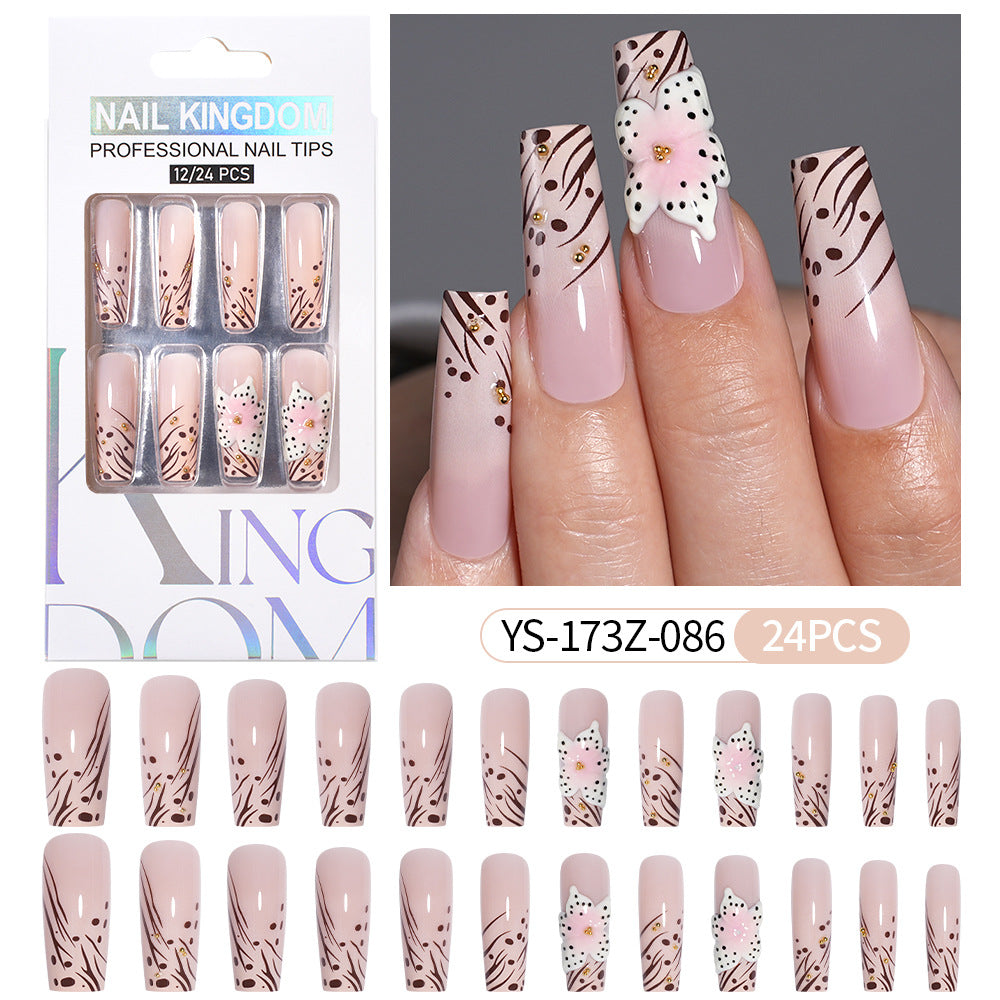 Press on nails fake nail patch extension nail Spice Girl medium rectangle removable 24 pieces with drill manicure