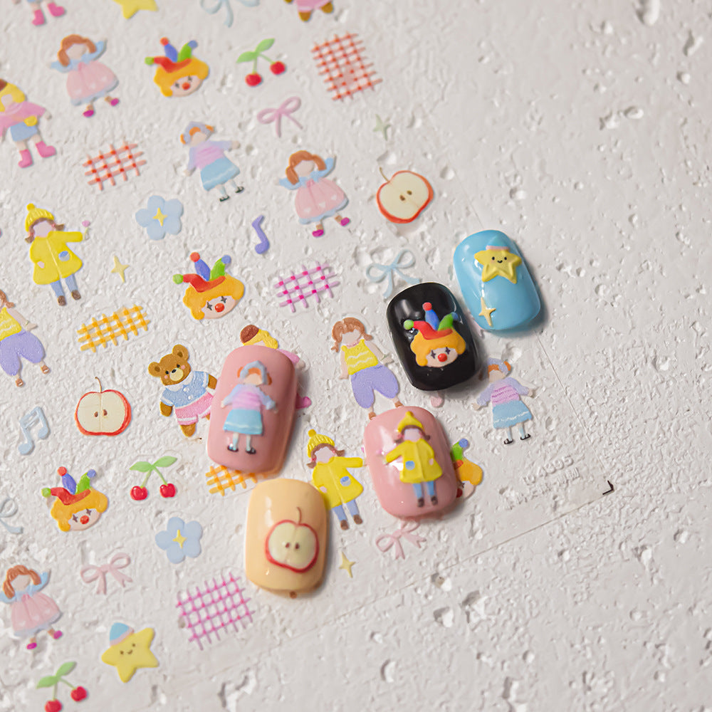 Pastel Starry Sky: "Dreamy Pastel Star Cluster" – 5D Embossed Nail Sticker