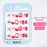 Children's Nail Art Nail Sticker Girl Cartoon 24 Nail Art Sticker Cute Removable press on nails With Drill
