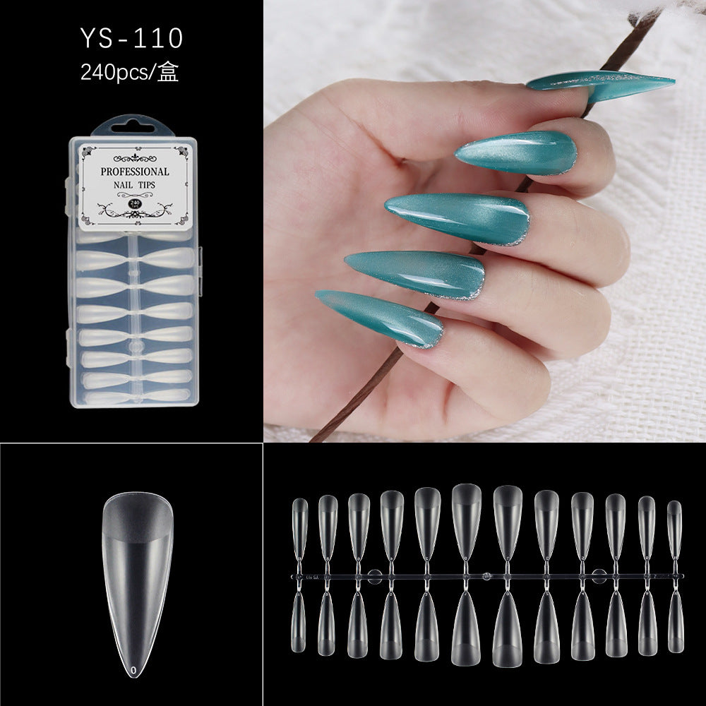 Nail Tips Nail piece transparent full sticker half sand 240 pieces boxed, light and seamless nail art trapezoidal free matte patch fake nail