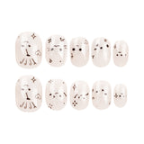 Uñas cortas MINI, uñas a presión, lindas uñas de conejo de dibujos animados, uñas de amor con brillo de estrella, uñas de pieza, uñas de pieza, venta al por mayor｜365nails