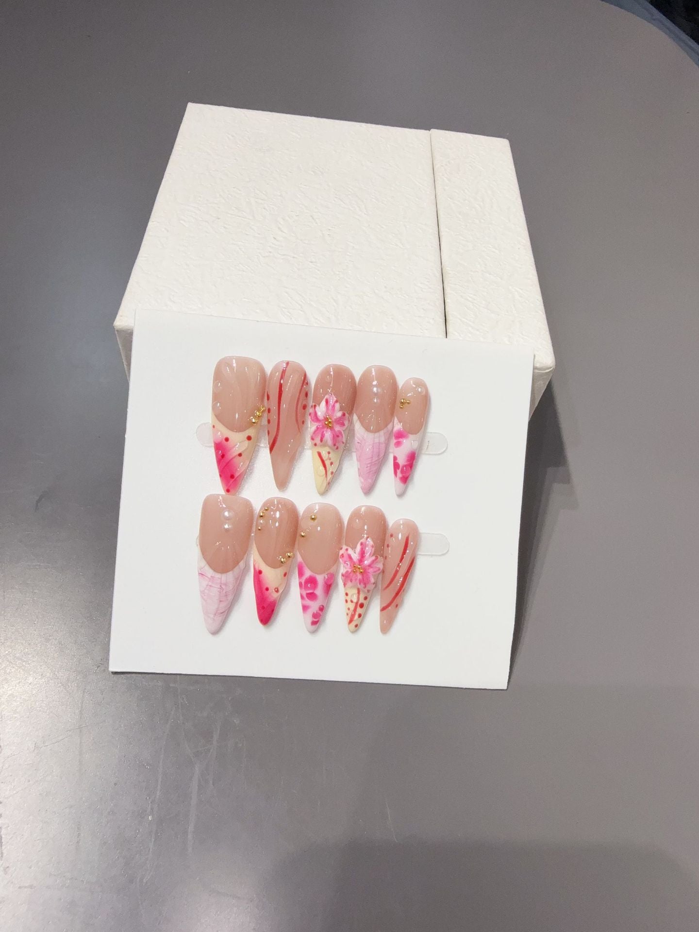 365nails: "Blushing Romance" – 3D Floral Handmade Stiletto Nails