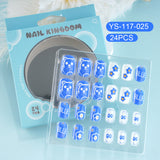 Children press on nails, cartoon 24-piece boxed finished product, sweet and cute children's removable fake nail patch manicure