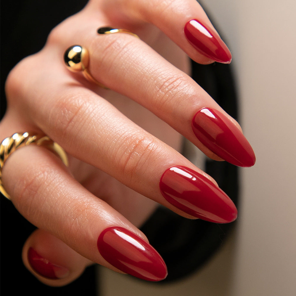 熱門色純色亮面杏仁形穿戴甲，可拆卸｜365nails