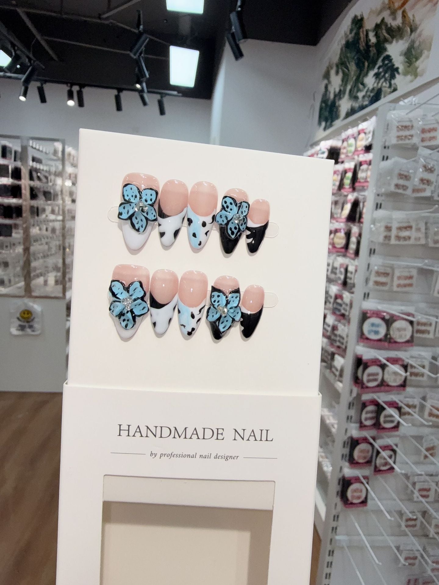365nails: "Midnight Bloom" – 3D Butterfly Handmade Stiletto Nails