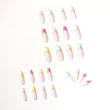 Patch de unha com acabamento artístico da série Rainbow French, removível ｜365nails