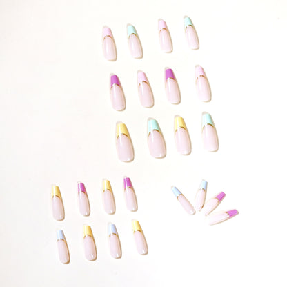 Rainbow French Series  Art Finished  nail patch Detachable  ｜365nails