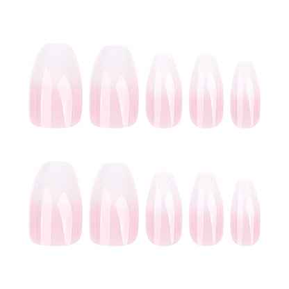 simple wearing nail powder white gradual change splicing wearable nail short ballet manicure fake nail wholesale｜365nails