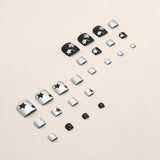 Estrellas blancas, dulces, frescas y brillantes, uñas postizas para los pies, manicura Spice Girl, uñas postizas, película especial para uñas postizas ｜365nails