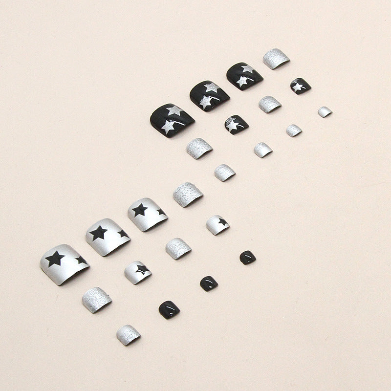 Estrellas blancas, dulces, frescas y brillantes, uñas postizas para los pies, manicura Spice Girl, uñas postizas, película especial para uñas postizas ｜365nails