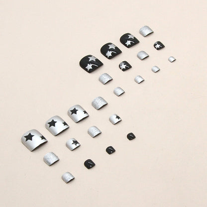 White, sweet, cool and shining stars, wearable Press-on toenails nail ins wind, Spice Girl manicure, fake nail, special nail film for Press-on toenails｜365nails