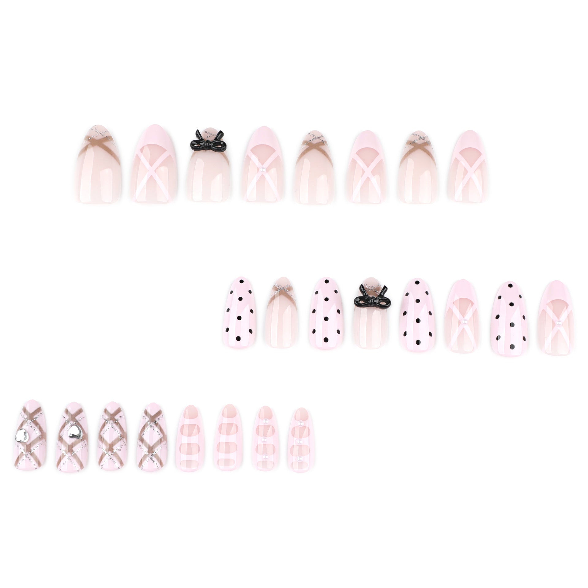 Gothic Sweet Black Polka Dot Butterfly press-on nails