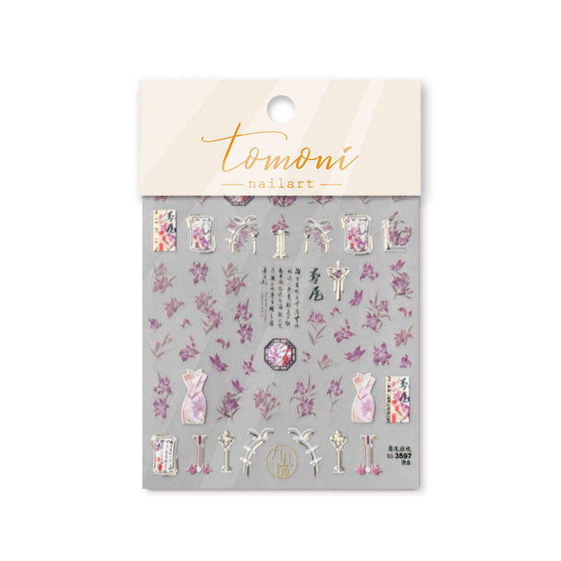 365nails: "Qipao Floral Violet" – Autocollants pour ongles