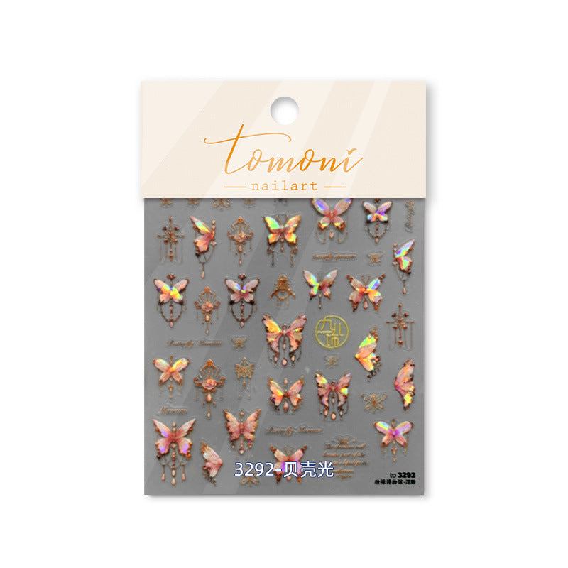 365nails: "borboleta rosa folha de ouro vintage" – Adesivos para unhas