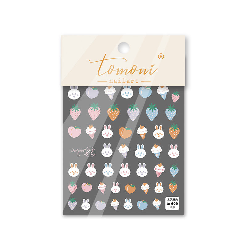 Strawberry Bear Collection: "Kawaii Berry Friends" – 3D Embossed Nail Sticker