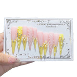 Blush Yellow Butterfly Crystal Press On Nail Set