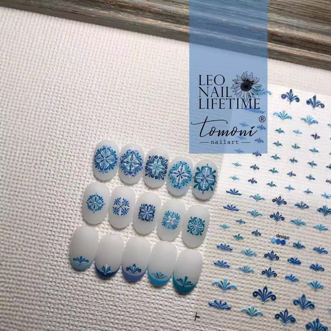 Blue Floral Damask – 5D Embossed Elegant Accent Set