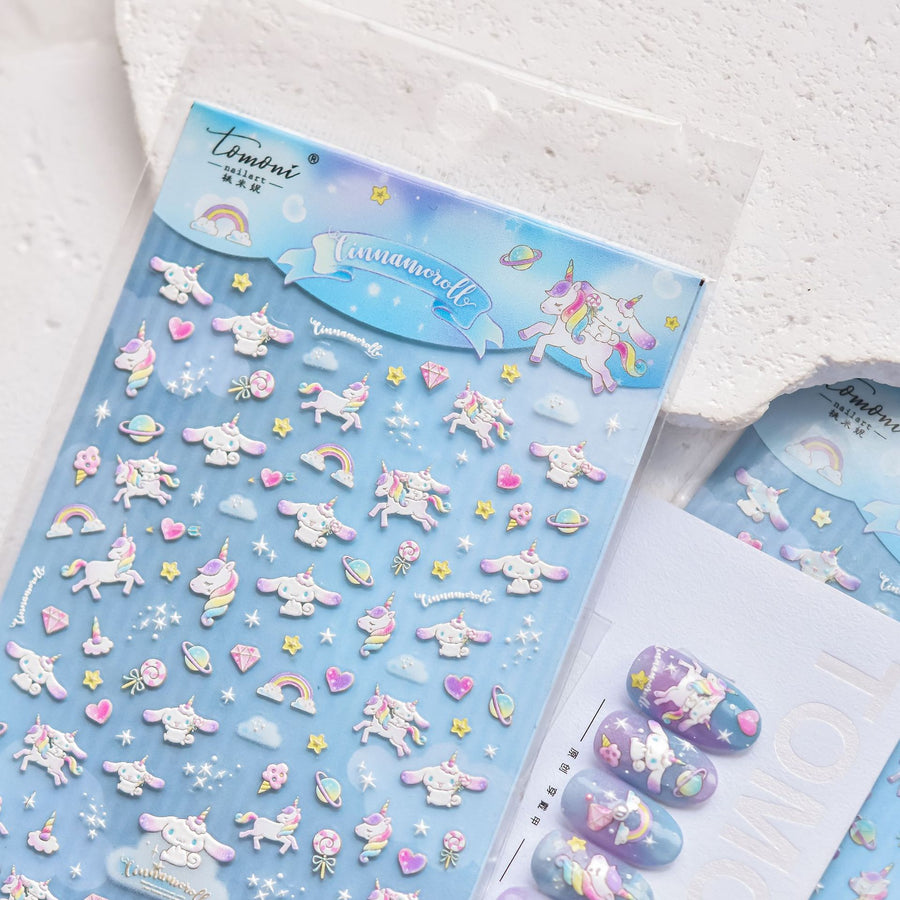 365nails: 虹彩 Cinnamoroll 獨角獸浮雕套組 – 美甲貼紙