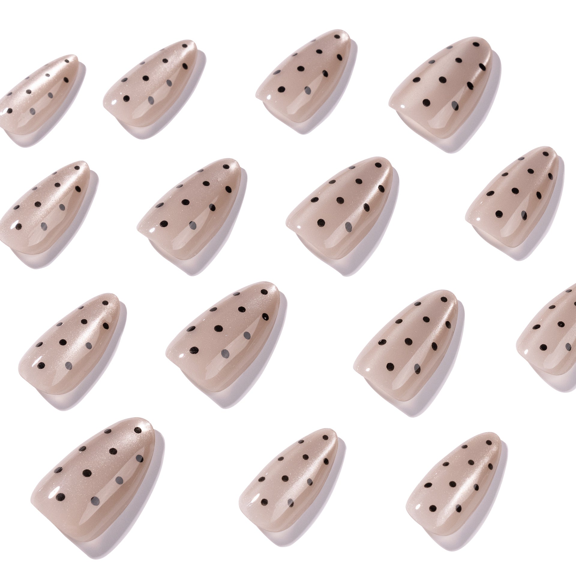 365nails: "Beige Polka Dot Almond" – Classic Nude Press-on Nails