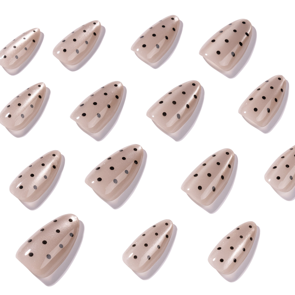„Sheer Nude Polka Dot Almond“ – klassische minimalistische Press-on-Nägel