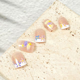 Kids press-on nails Nail sheet French golden light 24 pieces environmental protection test