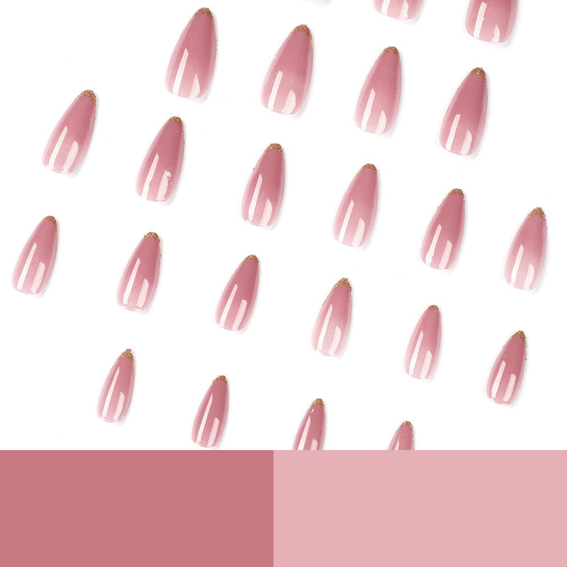 Unhas de pressão Art Naked Pink French Phnom Penh Glitter Unhas de pressão Art Finished Atacado unhas de pressão｜365nails