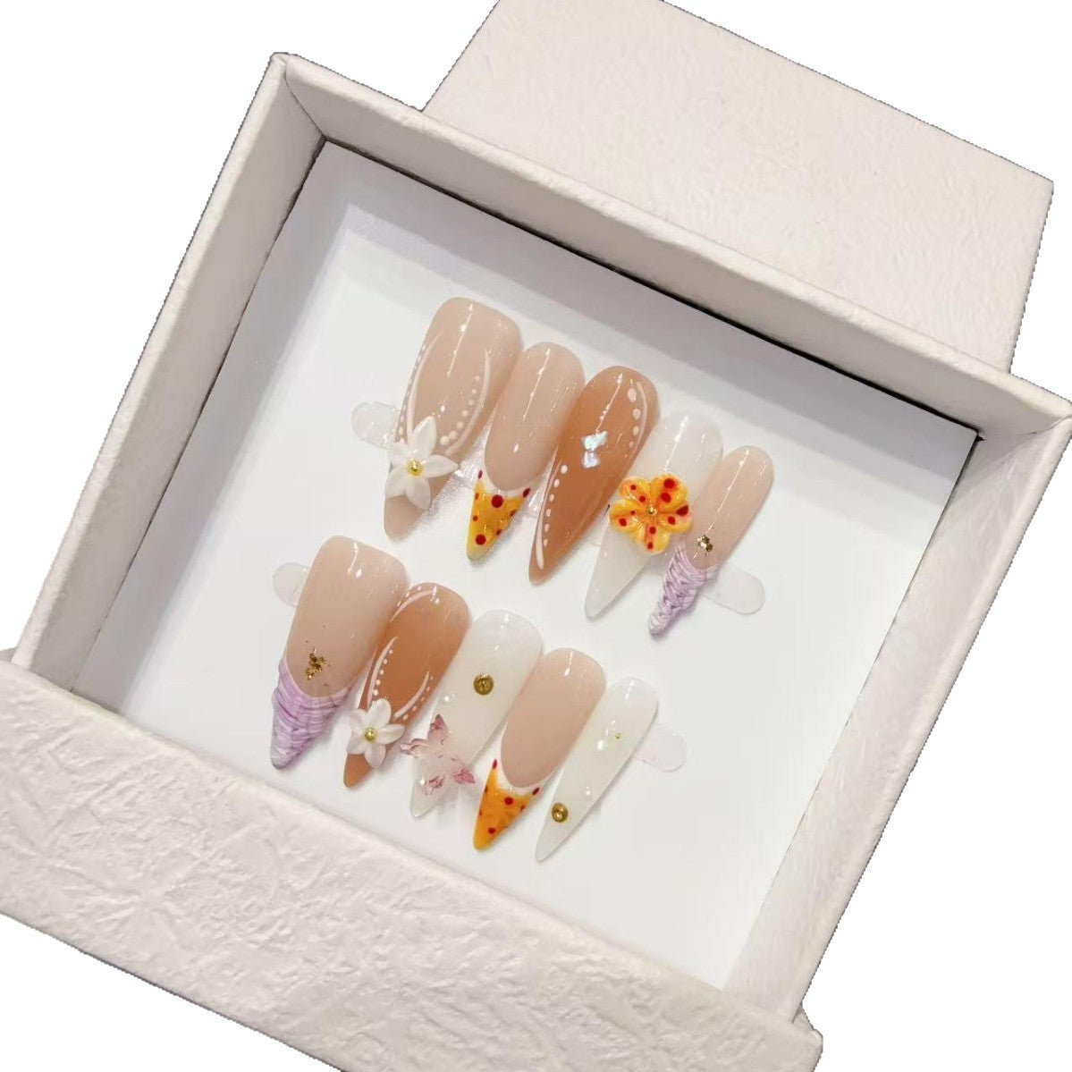 365nails: 熱帶低語 – 3D 花朵手工製尖形穿戴甲