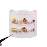 Pudding Dog Popcorn Cute Kids Press On Nails Set