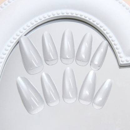 Nail Tips  prefabricated nail, simple and clean in summer, smoke gray medium and long almond nail, white, removable nail art pieces 30 pieces｜365nails