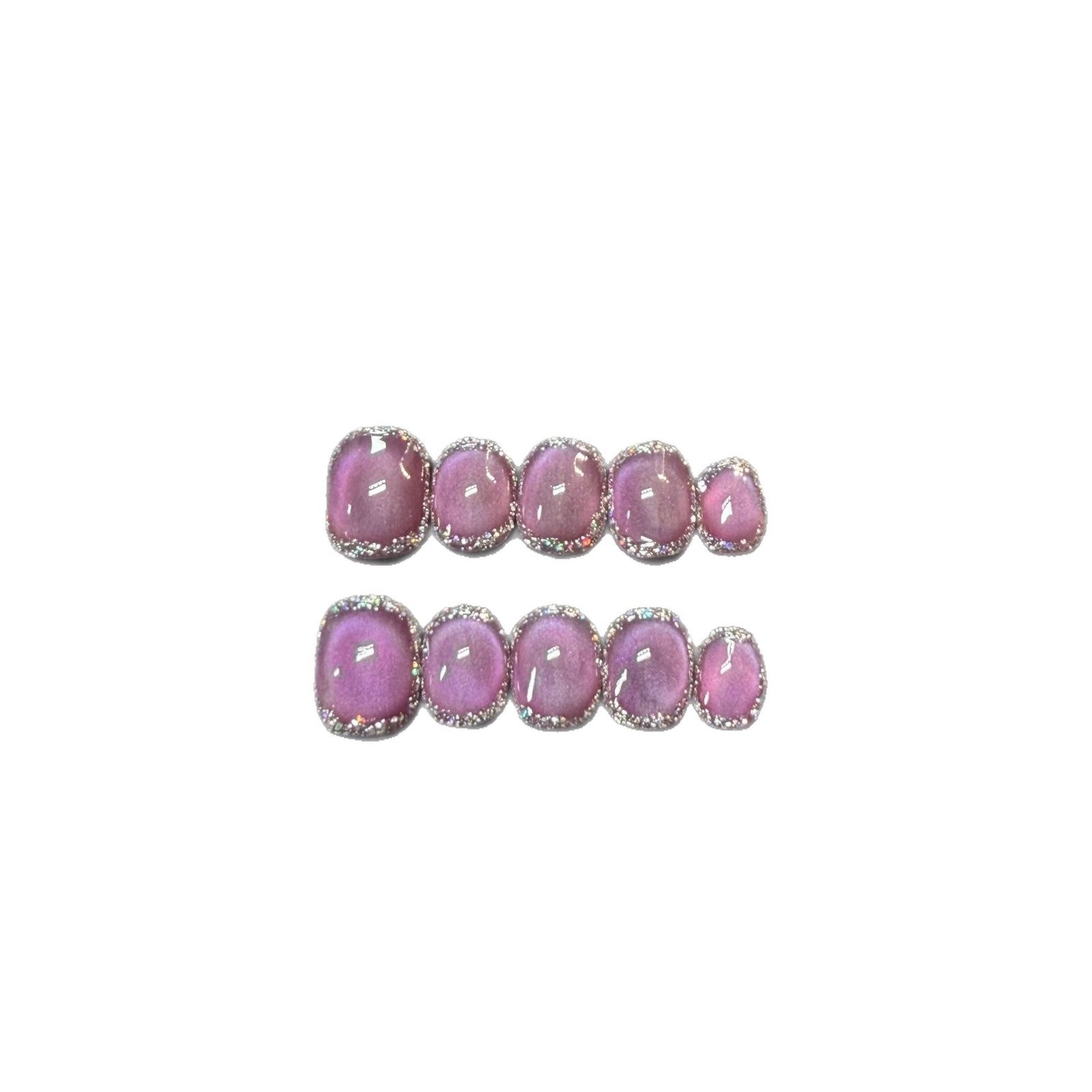 365nails : Éclat améthyste — ongles forme carrée fait main, effet œil-de-chat et strass