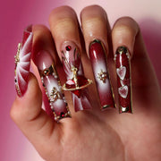 Uñas francesas con destellos explosivos de diamante, especiales para uñas artísticas, parches de uñas con gemas de amor planetario, venta al por mayor | 365nails
