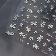 365nails: 크리스탈 화이트 플로럴 네일 아트 스티커