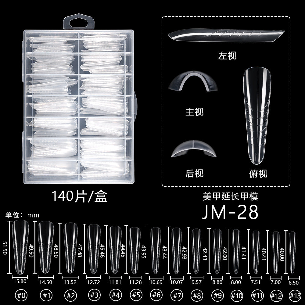 新款美甲延長甲模 140片盒裝 透明 快速光療 纖薄水晶延長帶刻度 (MOQ=3)